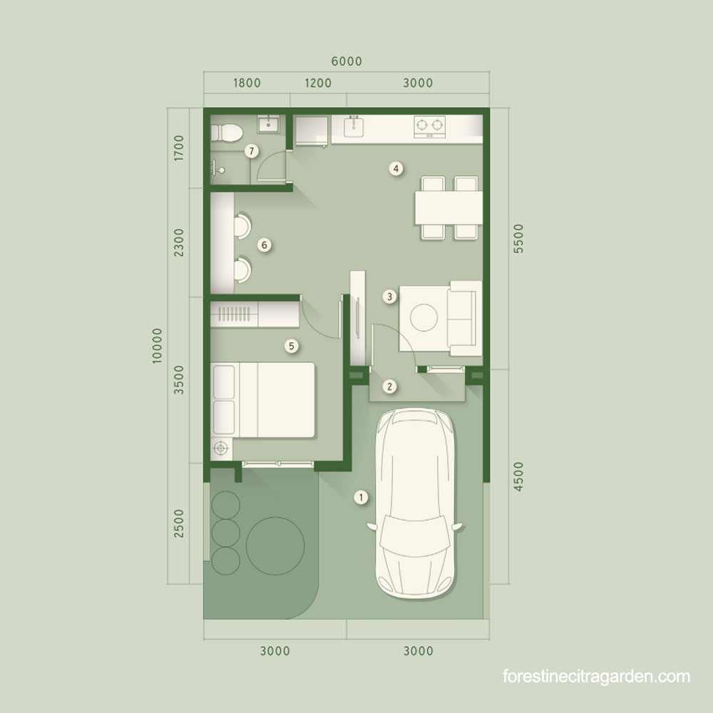 forestine citra garden tipe cedar 6a - denah